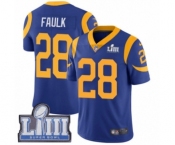 Men's Nike Los Angeles Rams #28 Marshall Faulk Royal Blue Alternate Vapor Untouchable Limited Player Super Bowl LIII Bound NFL Jersey