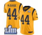 Men's Nike Los Angeles Rams #44 Jacob McQuaide Limited Gold Rush Vapor Untouchable Super Bowl LIII Bound NFL Jersey