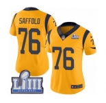 Women's Nike Los Angeles Rams #76 Rodger Saffold Limited Gold Rush Vapor Untouchable Super Bowl LIII Bound NFL Jersey
