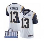 Youth Nike Los Angeles Rams #13 Kurt Warner White Vapor Untouchable Limited Player Super Bowl LIII Bound NFL Jersey