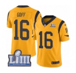 Youth Nike Los Angeles Rams #16 Jared Goff Limited Gold Rush Vapor Untouchable Super Bowl LIII Bound NFL Jersey