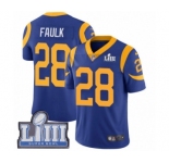 Youth Nike Los Angeles Rams #28 Marshall Faulk Royal Blue Alternate Vapor Untouchable Limited Player Super Bowl LIII Bound NFL Jersey