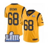 Youth Nike Los Angeles Rams #68 Jamon Brown Limited Gold Rush Vapor Untouchable Super Bowl LIII Bound NFL Jersey