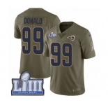 Youth Nike Los Angeles Rams #99 Aaron Donald Limited Olive 2017 Salute to Service Super Bowl LIII Bound NFL Jersey