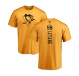 NHL Adidas Pittsburgh Penguins #58 Kris Letang Gold One Color Backer T-Shirt