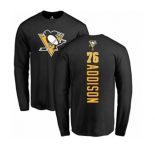 NHL Adidas Pittsburgh Penguins #76 Calen Addison Black Backer Long Sleeve T-Shirt