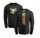 NHL Adidas Pittsburgh Penguins #87 Sidney Crosby Black Backer Long Sleeve T-Shirt