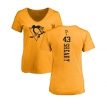 NHL Women Adidas Pittsburgh Penguins #43 Conor Sheary Gold One Color Backer T-Shirt