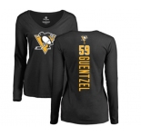 NHL Women Adidas Pittsburgh Penguins #59 Jake Guentzel Black Backer Long Sleeve T-Shirt