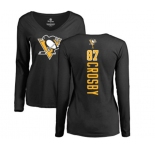 NHL Women Adidas Pittsburgh Penguins #87 Sidney Crosby Black Backer Long Sleeve T-Shirt