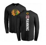 NHL Adidas Chicago Blackhawks #23 Brandon Manning Black Backer Long Sleeve T-Shirt
