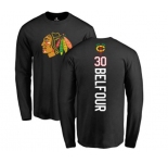 NHL Adidas Chicago Blackhawks #30 ED Belfour Black Backer Long Sleeve T-Shirt