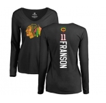NHL Women Adidas Chicago Blackhawks #11 Cody Franson Black Backer Long Sleeve T-Shirt