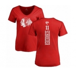 NHL Women Adidas Chicago Blackhawks #11 Jordan Schroeder Red One Color Backer T-Shirt