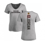 NHL Women Adidas Chicago Blackhawks #23 Michael Jordan Ash Backer T-Shirt