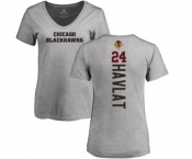 NHL Women Adidas Chicago Blackhawks #24 Martin Havlat Ash Backer T-Shirt