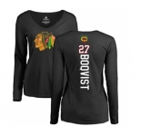 NHL Women Adidas Chicago Blackhawks #27 Adam Boqvist Black Backer Long Sleeve T-Shirt