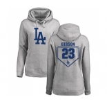 MLB Women's Nike Los Angeles Dodgers #23 Kirk Gibson Gray RBI Pullover Hoodie