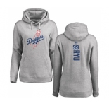 MLB Women's Nike Los Angeles Dodgers #99 Hyun-Jin Ryu Ash Backer Pullover Hoodie