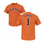 MLB Nike Houston Astros #1 Carlos Correa Orange Name & Number T-Shirt