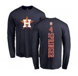 MLB Nike Houston Astros #4 George Springer Navy Blue Backer Long Sleeve T-Shirt