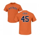 MLB Nike Houston Astros #45 Gerrit Cole Orange Name & Number T-Shirt