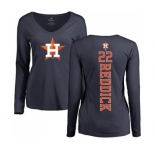 MLB Women's Nike Houston Astros #22 Josh Reddick Navy Blue Backer Long Sleeve T-Shirt