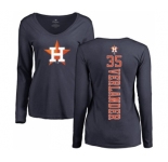 MLB Women's Nike Houston Astros #35 Justin Verlander Navy Blue Backer Long Sleeve T-Shirt