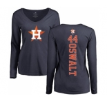 MLB Women's Nike Houston Astros #44 Roy Oswalt Navy Blue Backer Long Sleeve T-Shirt