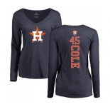 MLB Women's Nike Houston Astros #45 Gerrit Cole Navy Blue Backer Long Sleeve T-Shirt