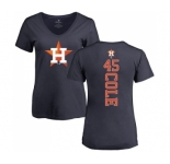 MLB Women's Nike Houston Astros #45 Gerrit Cole Navy Blue Backer T-Shirt