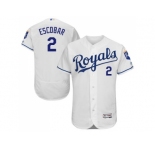 Kansas City Royals #2 Alcides Escobar White Flexbase Authentic Collection Stitched Baseball Jersey
