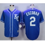 Men Kansas City Royals #2 Alcides Escobar Blue 2016 Official Cool Base Jersey