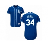Men Majestic Kansas City Royals #34 Trevor Cahill Blue Flexbase Authentic Collection MLB Jersey
