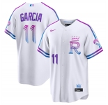 Men's Kansas City Royals #11 Maikel García White 2026 City Connect Stadium Stitched Baseball Jersey