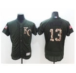 Men's Kansas City Royals #13 Salvador Perez Green Salute to Service Jersey