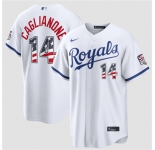 Men's Kansas City Royals #14 Jac Caglianone White USA 250 Fourth of July Stitched Baseball Jersey