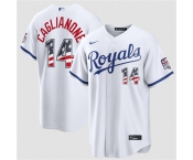 Men's Kansas City Royals #14 Jac Caglianone White USA 250 Fourth of July Stitched Baseball Jersey