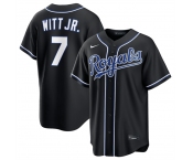 Men's Kansas City Royals #7 Bobby Witt Jr. 2026 Fashion Replica Black Out Stitched Baseball Jersey
