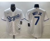 Men's Kansas City Royals #7 Bobby Witt Jr Number White Cool Base Stitched MLB Jersey