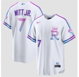 Men's Kansas City Royals #7 Bobby Witt Jr. White 2026 City Connect Stadium Stitched Baseball Jersey