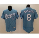Men's Kansas City Royals #8 Mike Moustakas Majestic Light Blue Flexbase Authentic Collection Player Jersey