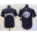 Men's Kansas City Royals Team Big Logo Black 'Gothic Crown Edition' Vapor Premier Limited Stitched Baseball Jersey
