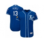 Men's Majestic Kansas City Royals #13 Salvador Perez Royal Blue 2017 Spring Training Authentic Collection Flex Base MLB Jersey