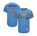 Men's Majestic Kansas City Royals #40 Kelvin Herrera Authentic Light Blue 2015 World Series Champions Gold Program FlexBase MLB Jersey