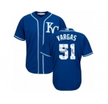Men's Majestic Kansas City Royals #51 Jason Vargas Blue Authentic Blue Team Logo Fashion Cool Base MLB Jersey