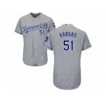 Men's Majestic Kansas City Royals #51 Jason Vargas Grey Flexbase Authentic Collection MLB Jersey