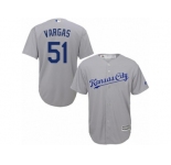 Men's Majestic Kansas City Royals #51 Jason Vargas Replica Grey Road Cool Base MLB Jersey
