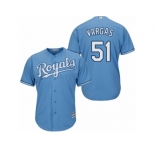 Men's Majestic Kansas City Royals #51 Jason Vargas Replica Light Blue Alternate 1 Cool Base MLB Jersey