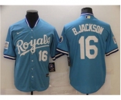 Men's Nike Kansas City Royals #16 Bo Jackson Light Blue Stitched Baseball Jersey